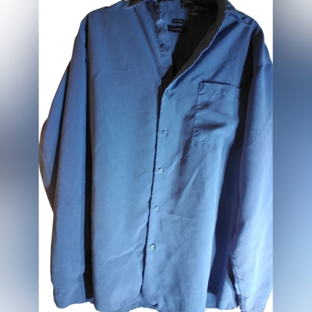 George Sueded Mens Button Down Blue Shirt Size Large Office Vacation Lagonlook
